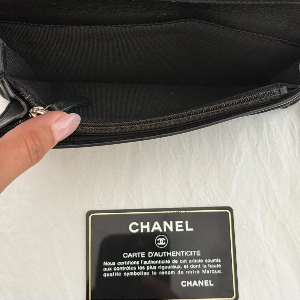 Chanel Quilted Long Wallet Bi Fold Card Holder Silver CC